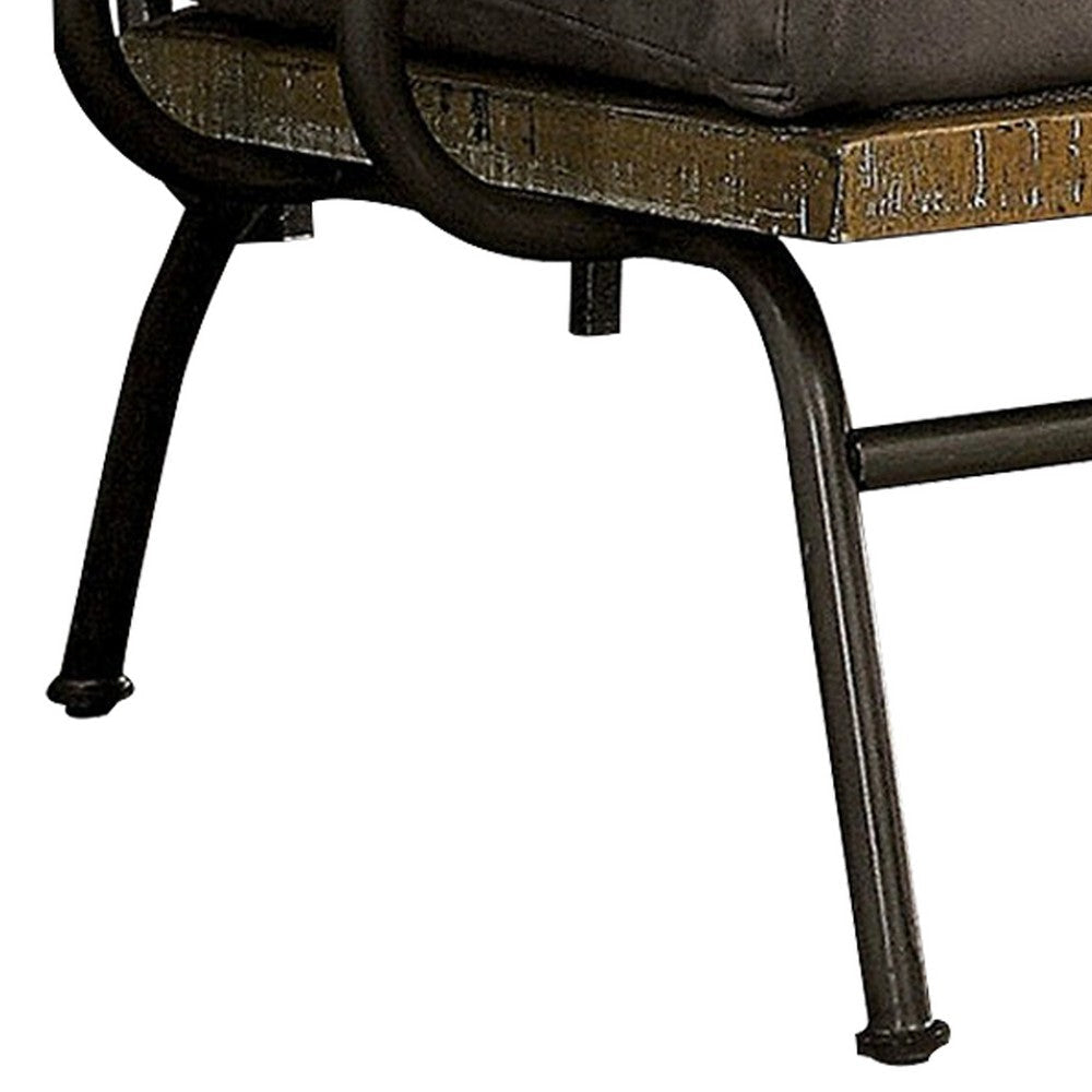 57.25 Inches Upholstered Loveseat with Metal Legs Brown BM233811