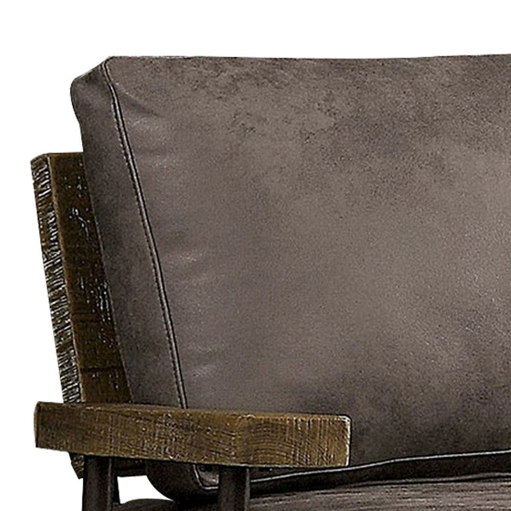 57.25 Inches Upholstered Loveseat with Metal Legs Brown BM233811