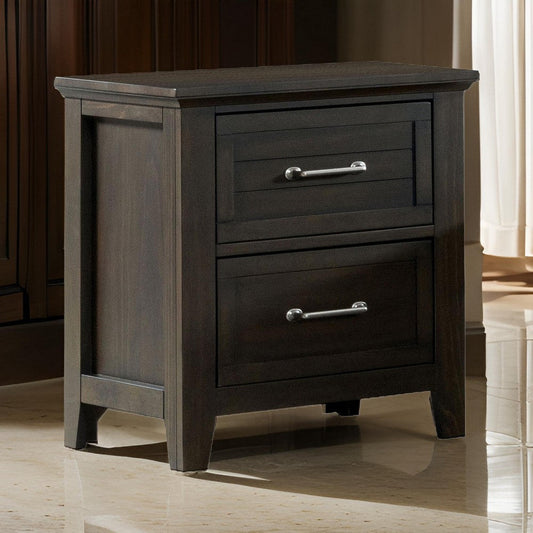 2 Drawer Wooden Nightstand with Plank Style Front, Brown By Casagear Home