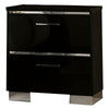 Two Drawer Nightstand with USB Charger and Bar Handle Pulls Black By Casagear Home BM233858