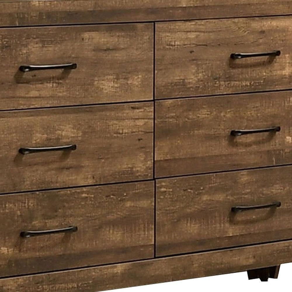 Wooden Dresser with Six Drawers and Bracket Feet Brown By Casagear Home BM233873