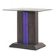 Glass Top End Table with Wooden Pedestal Base, Gray