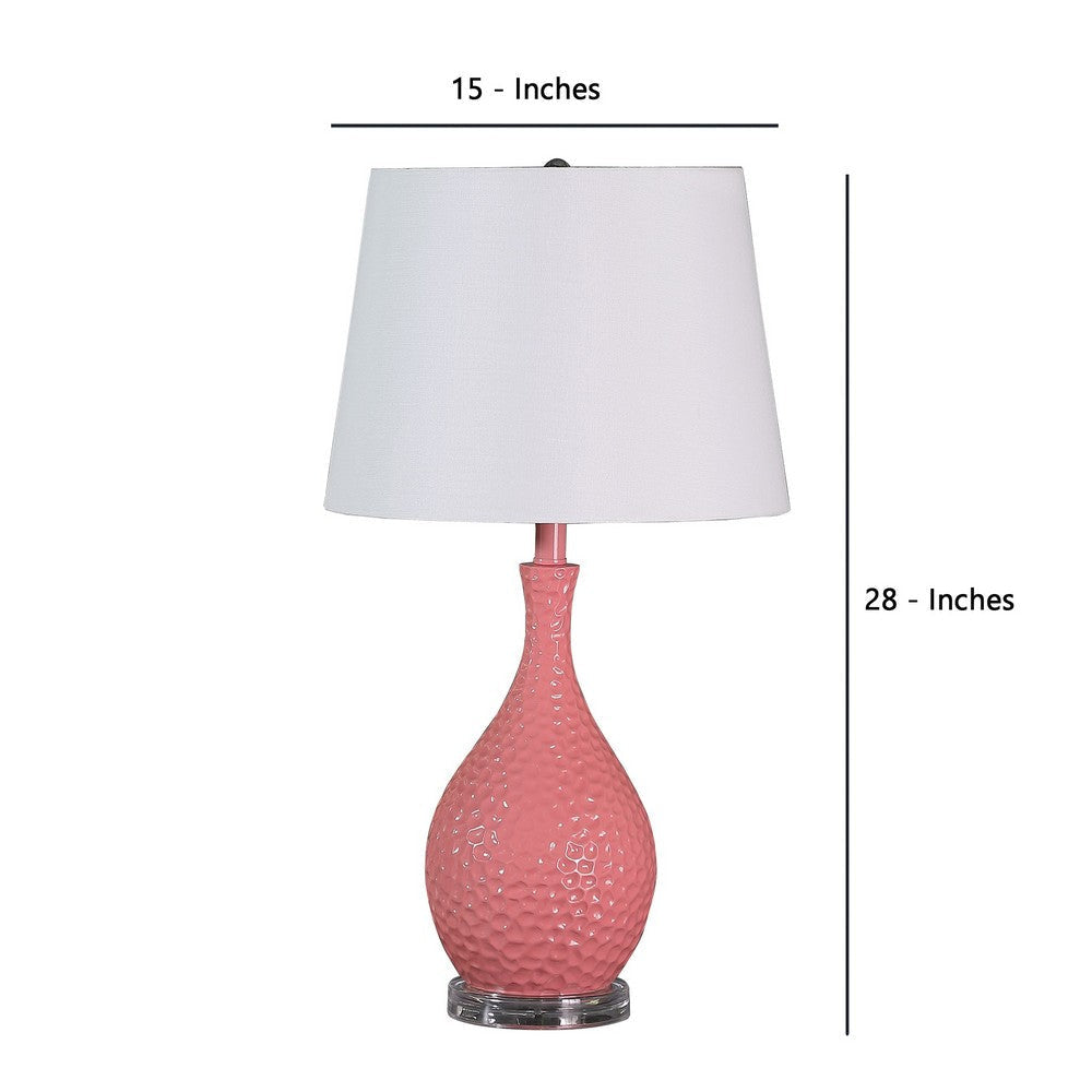 Pin Bowl Design Metal Table Lamp with Hammered Pattern Pink By Casagear Home BM233920