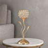 Table Lamp | Metal | Floral Shade | Acrylic Crystals | Gold