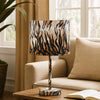 Table Lamp | Fabric Wrapped | Striped Animal Print | Brown & Black