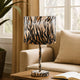 Table Lamp | Fabric Wrapped | Striped Animal Print | Brown & Black