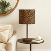 Table Lamp | Fabric Wrapped | Dotted Animal Print | Brown & Black
