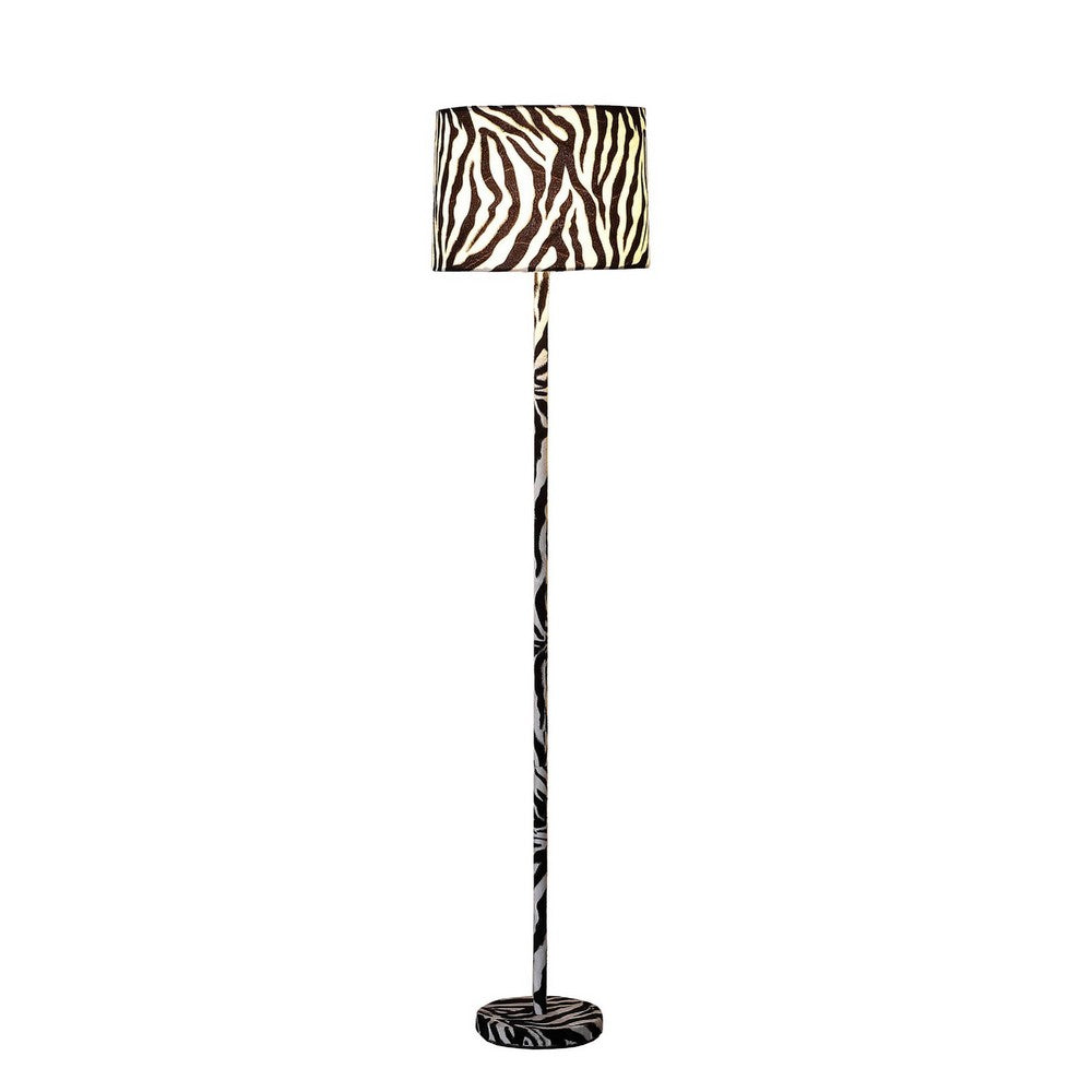 Floor Lamp | Fabric Wrapped | Animal Print | White & Black