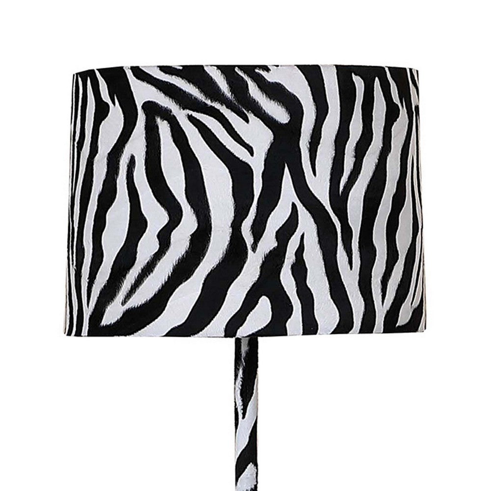 Floor Lamp | Fabric Wrapped | Animal Print | White & Black