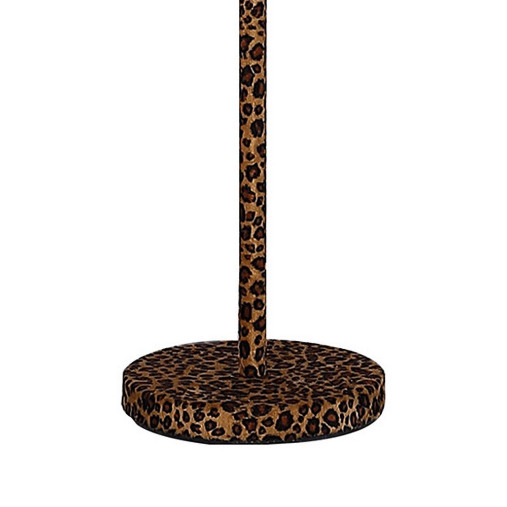 Floor Lamp | Fabric Wrapped | Dotted Animal Print | Brown & Black