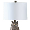 Table Lamp | Polyresin Owl Design | Round Base | Silver