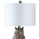 Table Lamp | Polyresin Owl Design | Round Base | Silver