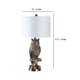 Table Lamp | Polyresin Owl Design | Round Base | Silver