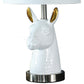 Metal Table Lamp with Llama Animal Head White By Casagear Home BM233935