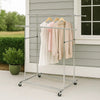 Garment Rack | Dual Bar Tubular Metal Frame | Casters | Chrome