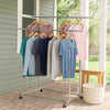 Garment Rack | Dual Bar Tubular Metal Frame | Casters | Chrome