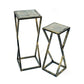 Stone Top Plant Stand with Geometric Base Set of 2 Black and Gray By Casagear Home BM233953