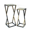 Stone Top Plant Stand with Geometric Base Set of 2 Black and Gray By Casagear Home BM233953