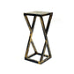 19.5 Inches Stone Top Plant Stand with Geometric Base Black and Gray By Casagear Home BM233955