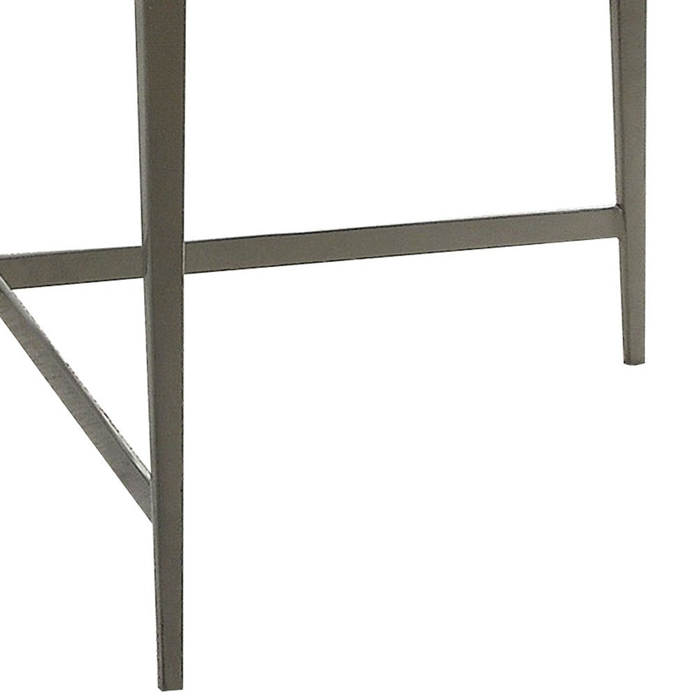 Round Glass Top Coffee Table with X Support Metal Base Silver BM233958