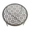 Round Glass Top Coffee Table with X Support Metal Base Silver BM233958