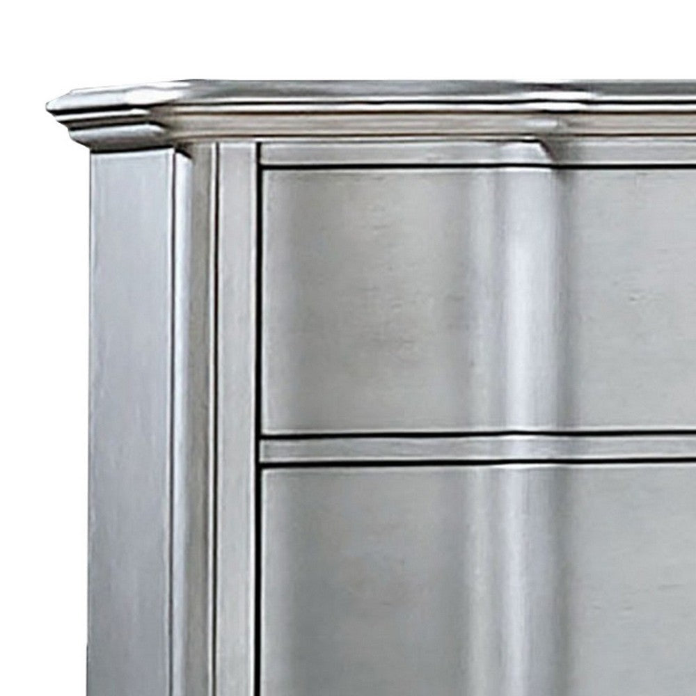 Contemporary 5 Drawer Wooden Chest with Rectangle Knobs Silver BM233967