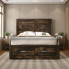 Queen Wooden Bed with Drawer Storage, Rustic Walnut
