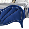 Velvet Upholstered Channel Tufted Queen Bed Blue BM235333