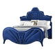 Velvet Upholstered Channel Tufted Queen Bed, Blue