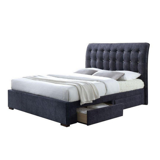 King Bed | Fabric Upholstered | Button Tufted | Eastern | Gray