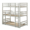 Twin Size 3 Tier Wooden Bunk Bed with Ladder, White