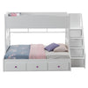 Wooden Twin Over Full Bunk Bed with 3 Drawers White BM235366