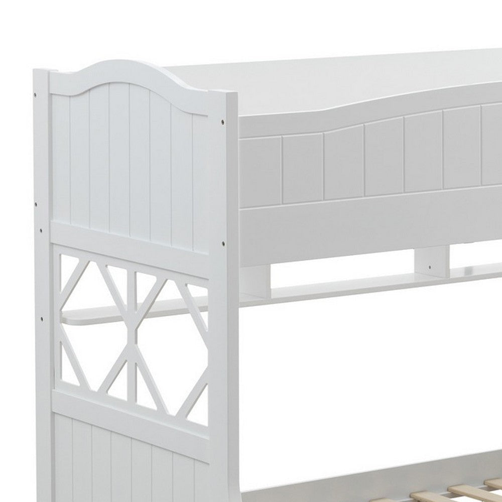Wooden Twin Over Full Bunk Bed with 3 Drawers White BM235366