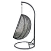 Oval Wicker Swing Chair with Mesh Pattern Black and Beige BM235370