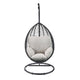 Oval Wicker Swing Chair with Mesh Pattern, Black and Beige