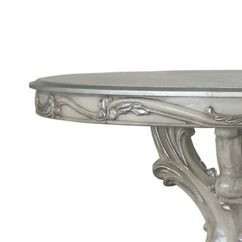 60 Inch Wooden Dining Table with Trestle Base Bone White BM235381