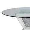 52 Inch Glass Top Dining Table with Pedestal Base Silver By Casagear Home BM235382