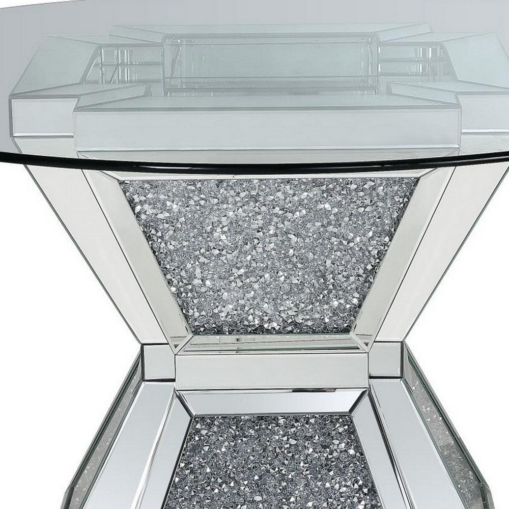 Dining Table | 52" | Glass Top | Pedestal Base | Silver