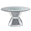 Dining Table | 52" | Glass Top | Pedestal Base | Silver