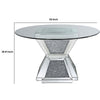 Dining Table | 52" | Glass Top | Pedestal Base | Silver