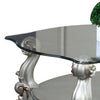 Curved Glass Top Coffee Table with Open Shelf Silver