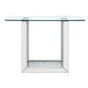 46 Inches Glass Top Console Table with Mirrored Sled Base Silver By Casagear Home BM235400