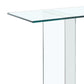 46 Inches Glass Top Console Table with Mirrored Sled Base Silver By Casagear Home BM235400