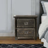 Nightstand | 2 Drawer | Plank Design | Bail Pull Handles | Black