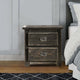 Nightstand | 2 Drawer | Plank Design | Bail Pull Handles | Black