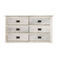 Plank Design 6 Drawer Wooden Dresser with Bail Pulls, White By Casagear Home