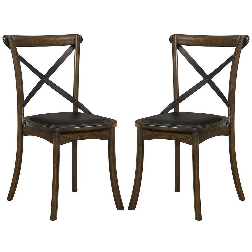 Side Chair | Wood Crossback | Saber Legs | Set of 2 | Brown