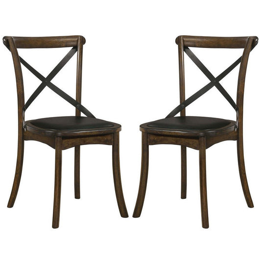 Wooden Crossback Side Chairs with Saber Legs, Set of 2, Brown By Casagear Home