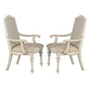 Armchair | Rustic Wood | Intricate Carvings | Set of 2 | Antique White