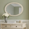 Oval Shaped Wooden Mirror with Molded Details, Antique White